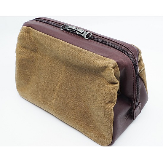 Large Light Brown Waxed Canvas & Brown Leather Camera Bag Insert by Cam-in