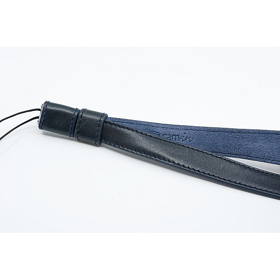 Blue leather wrist strap with string loop connection for mirrorless and point & shoot cameras by Cam-in