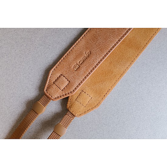 Wide Tan Leather Adjustable DSLR Camera Strap by Cam-in