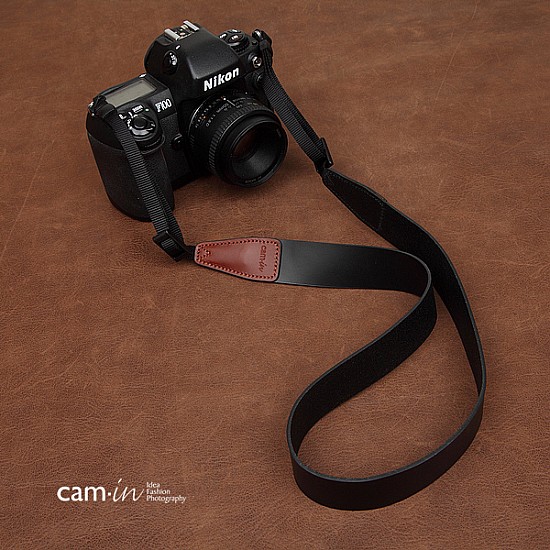 Black Leather Adjustable DSLR Camera Strap by Cam-in
