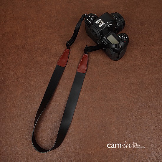 Black Leather Adjustable DSLR Camera Strap by Cam-in