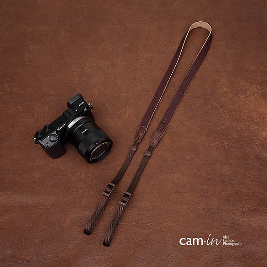 Brown Leather Adjustable DSLR Camera Strap by Cam-in