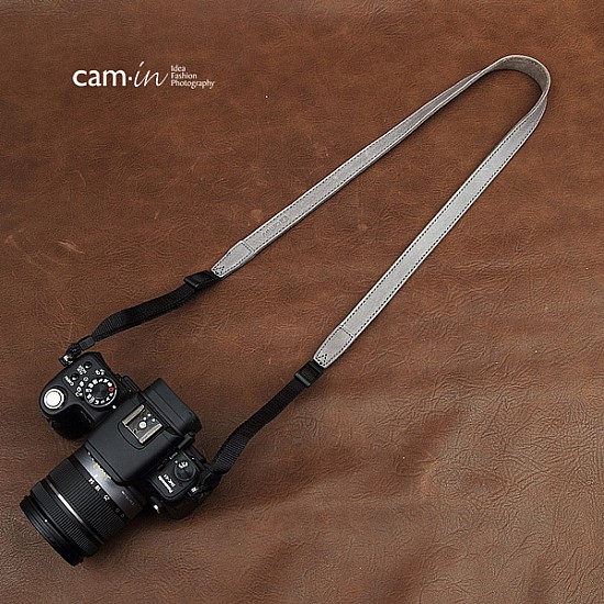 Grey Leather adjustable DSLR Camera Strap by Cam-in