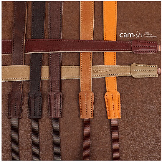 Tan Leather adjustable Camera Strap with tapered ends by Cam-in