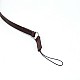 Leather camera strap with ring and string loop connection for lightweight cameras - Dark Brown