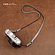 Grey Leather Camera Strap with ring & string loop connection by Cam-in