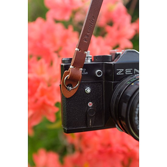 Tan Leather Camera Strap with ring connection by Cam-in 