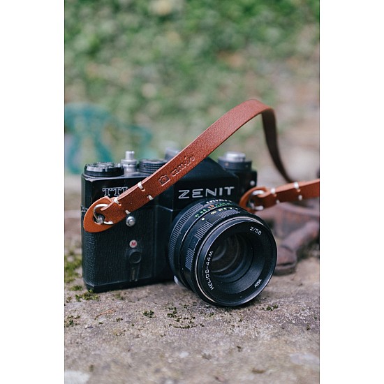 Tan Leather Camera Strap with ring connection by Cam-in 