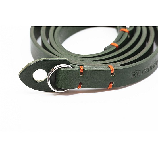 Green Leather Camera Strap with ring connection by Cam-in (Orange Stitching)