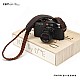 Dark Brown Braided Leather Camera Strap with neck pad & ring connection by Cam-in