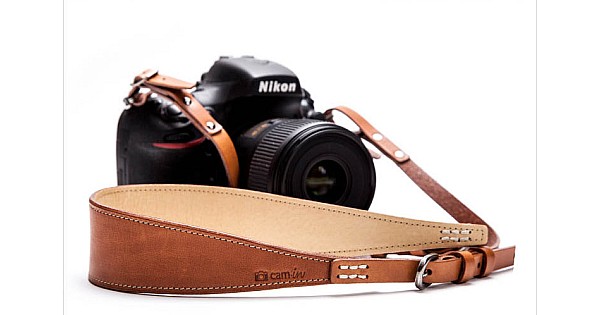 Tan Luxury Leather DSLR camera strap by Cam-in - Luxury leather