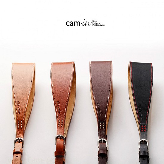 Black Luxury Italian Leather DSLR camera strap by Cam-in