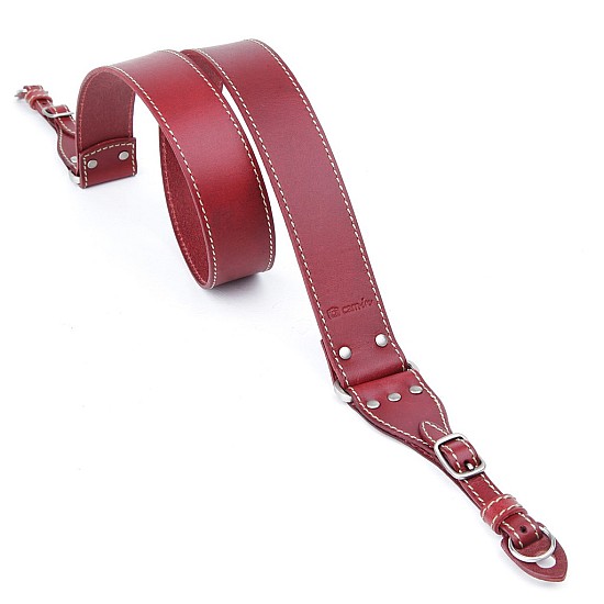 Wine Red Leather Camera Strap with Ring Connection