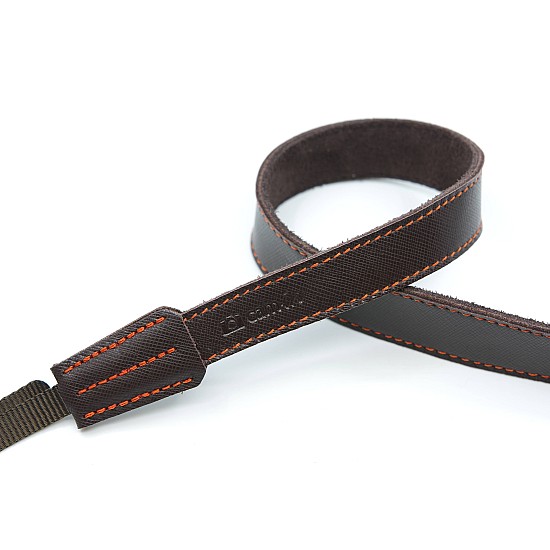 Brown Leather adjustable DSLR Camera Strap with tapered ends by Cam-in