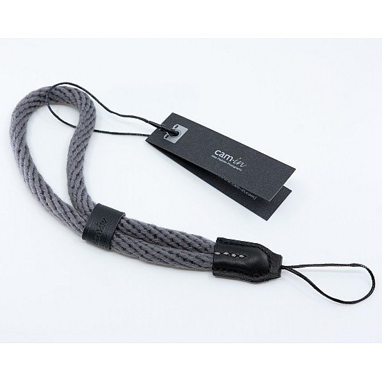 Grey Cotton Rope Camera Wrist Strap with string loop connection by Cam-in