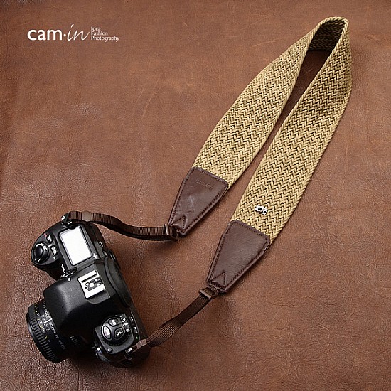 Wide woven cotton strap by Cam-in - Beige