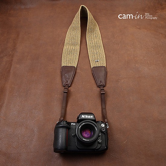 Wide woven cotton strap by Cam-in - Beige