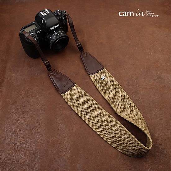 Wide woven cotton strap by Cam-in - Beige