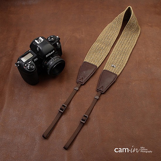 Wide woven cotton strap by Cam-in - Beige