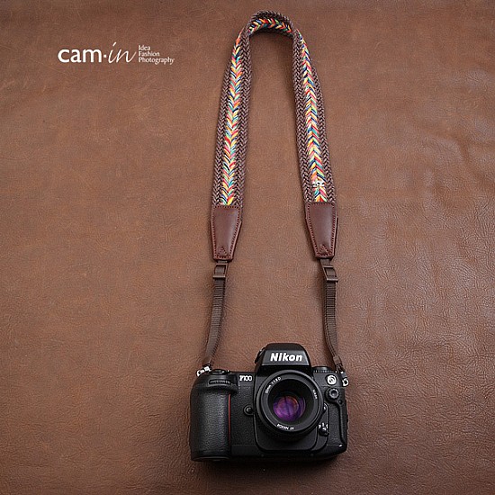 Brown & Rainbow Cotton Woven DSLR Camera Strap by Cam-in