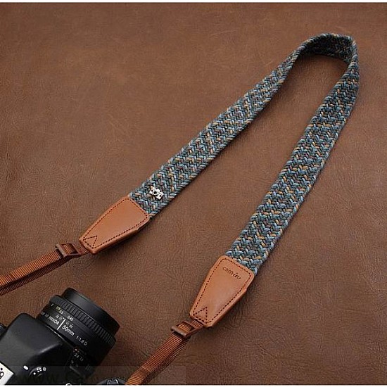 Grey, Blue & Brown Woven Cotton DSLR Camera Neck Strap by Cam-in