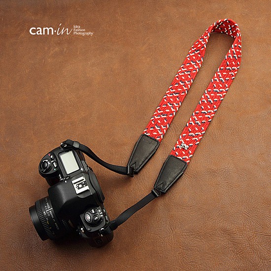 Red/White/Navy Blue Woven Cotton DSLR Camera Neck Strap by Cam-in