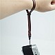 Black Leather Wrist Strap with String Loop Connection