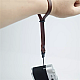 Dark brown Leather Wrist Strap with String Loop Connection