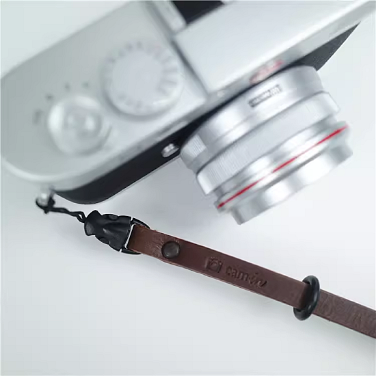 Black Leather Wrist Strap with String Loop Connection