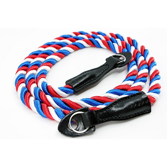 Red, White & Blue Nylon Rope Camera Strap with Ring Connection by Cam-in - 95cm
