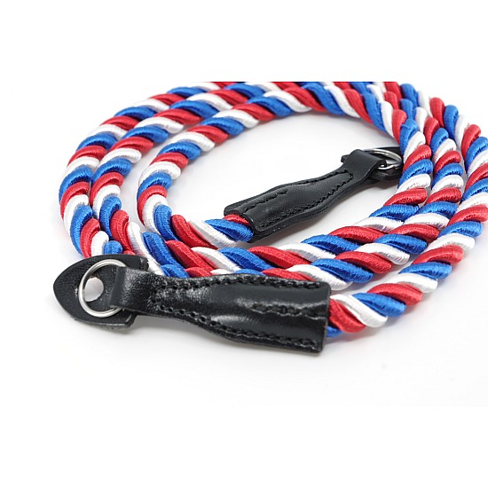 Red, White & Blue Nylon Rope Camera Strap with Ring Connection by Cam-in - 95cm