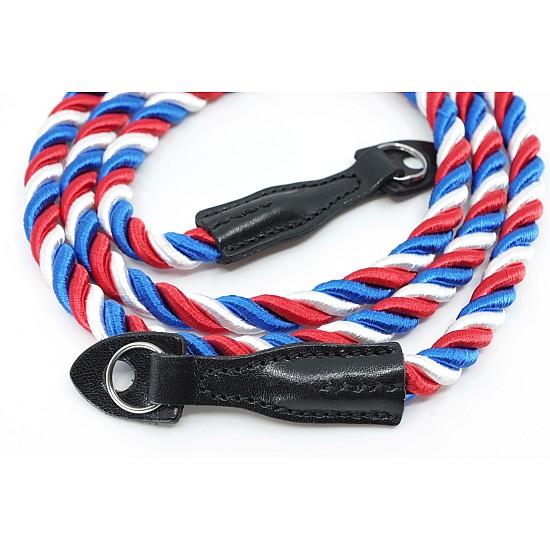 Red, White & Blue Nylon Rope Camera Strap with Ring Connection by Cam-in - 125cm