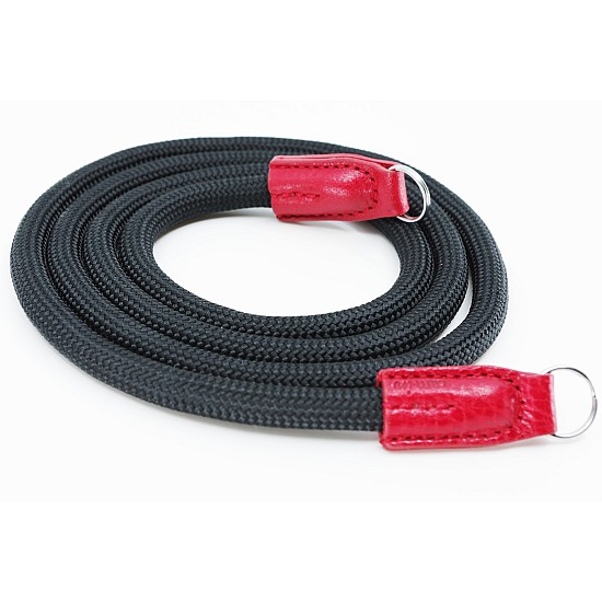Black Nylon Rope with Red Leather Camera Strap with Ring Connection by Cam-in - 125cm