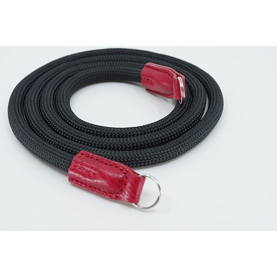 Black Nylon Rope with Red Leather Camera Strap with Ring Connection by Cam-in - 125cm