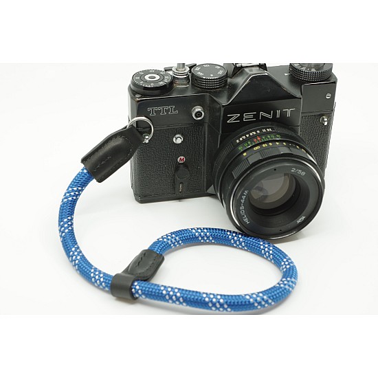 Blue & White Nylon Rope Adjustable Camera Wrist Strap with Ring Connection by Cam-in