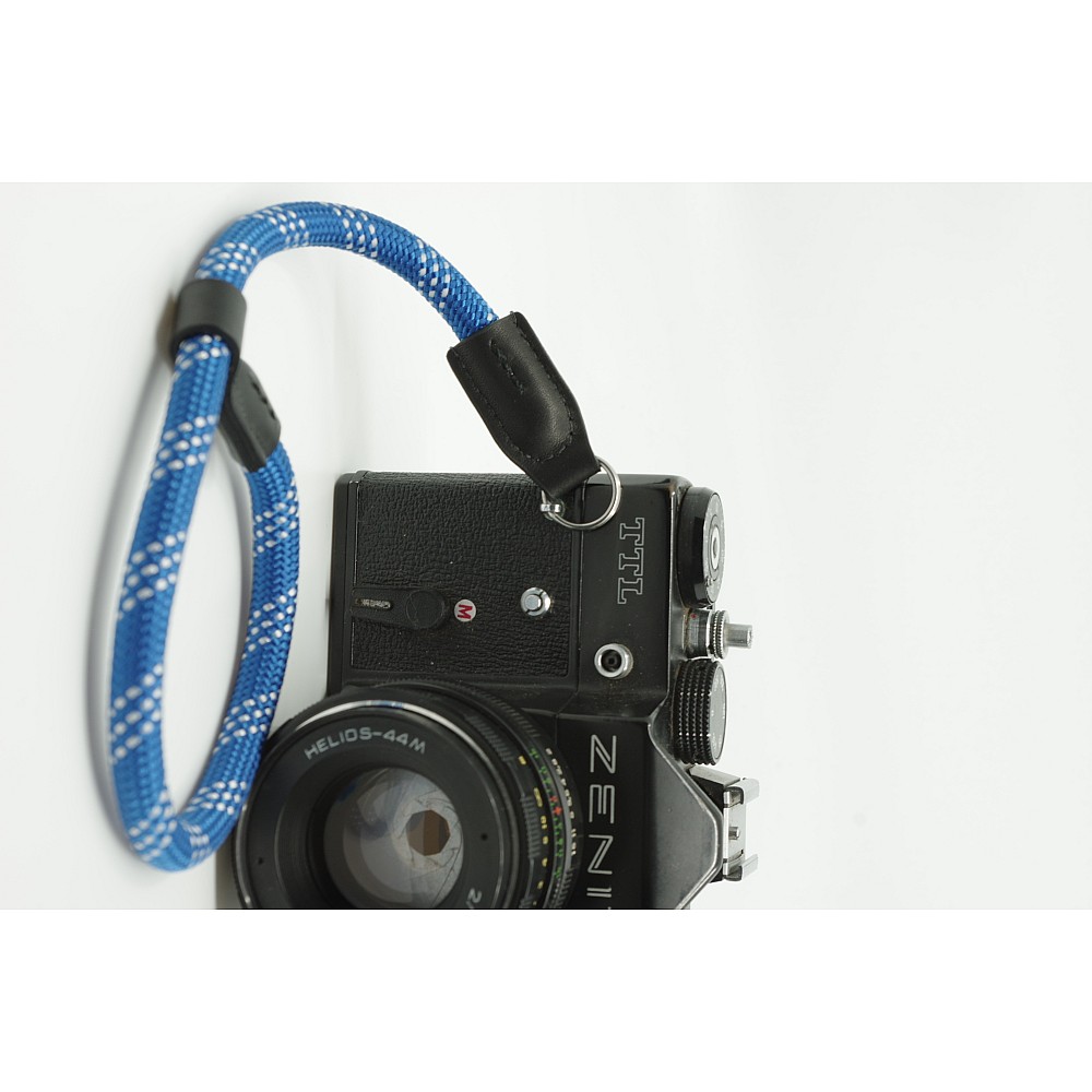 Blue & White Nylon Rope Adjustable Camera Wrist Strap with Ring ...