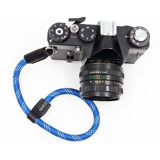 Blue & White Nylon Rope Adjustable Camera Wrist Strap with Ring Connection by Cam-in