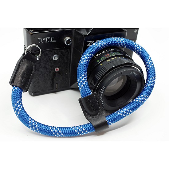 Blue & White Nylon Rope Adjustable Camera Wrist Strap with Ring Connection by Cam-in