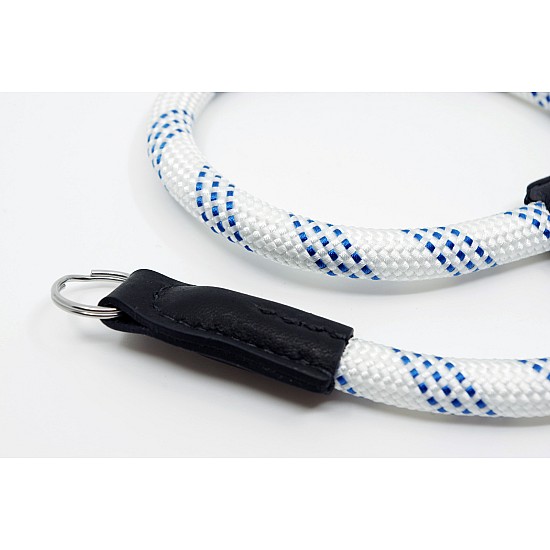 White & Blue Nylon Rope Adjustable Camera Wrist Strap with Ring Connection by Cam-in