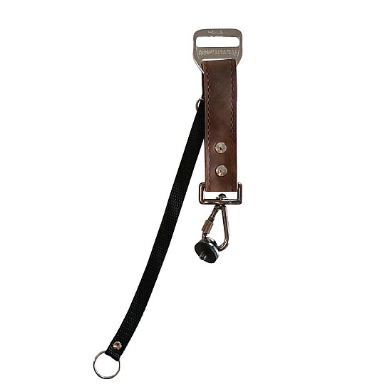 Brown Leather Slingshot Slide & Safety Leash by Heavy Leather NYC