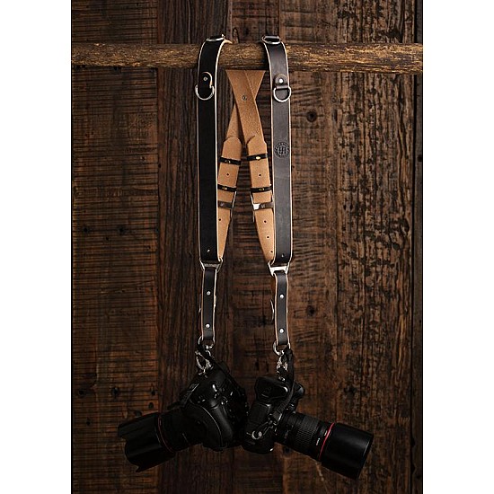 Personalized Dual Cameras Leather Strap, Custom Camera Strap