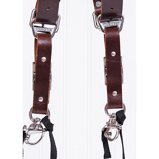 Burgundy Water Buffalo Leather HoldFast MoneyMaker Dual Camera Strap - NO D-RINGS