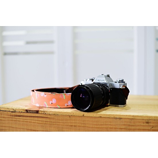 Coral Crane - Neoprene backed DSLR camera strap by iMo