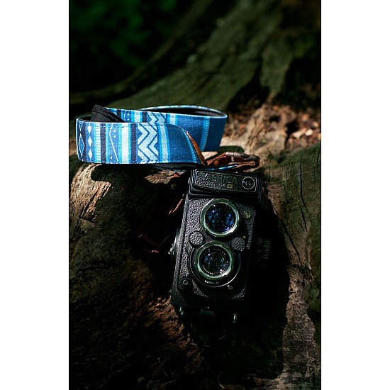 Geometric Blue - Neoprene backed DSLR camera strap by iMo