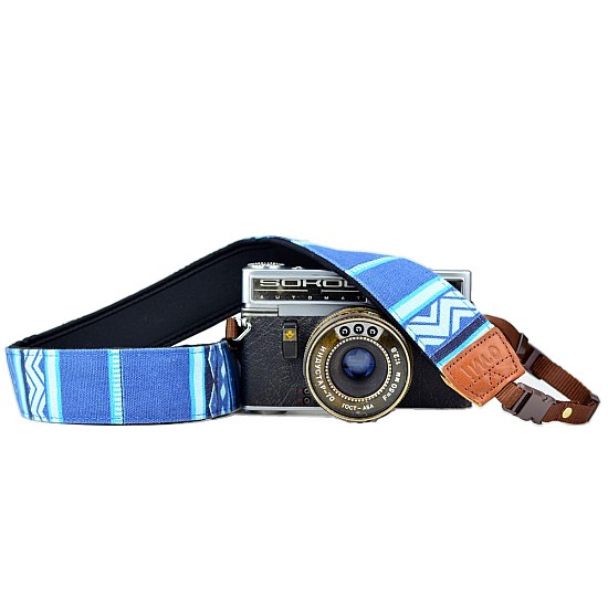 Geometric Blue - Neoprene backed DSLR camera strap by iMo