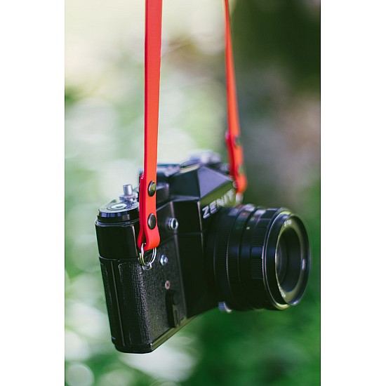 Red Vegan Leather Camera Strap - Lug Mount