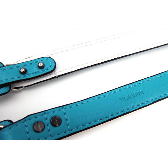 Turquoise & White Vegan Leather "Petit Colour" camera strap by Vlashor