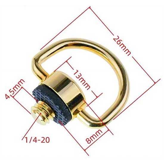 Gold Camera Harness D-Ring Tripod Screw (Sample Stock)